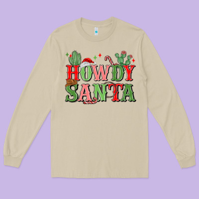 Howdy Santa Long Sleeve Tee Designed By Maliassmallbusiness