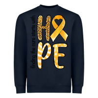 Navy Finding the cure starts with hope Childhood Cancer Heavyweight Sweatshirt - NancyCooperArtShop