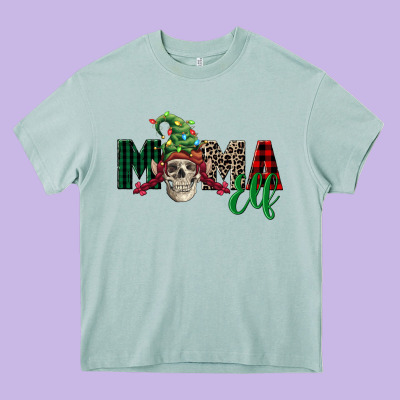 Mama Elf Skull Heavy Core Tee Designed By Fadigitalartstudio