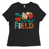 Black my heart is on that field baseball Ladies Tee - HRA Design Shop