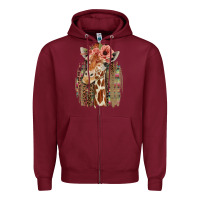 Burgundy Giraffe with Floral Zipper Hoodie - Bettercallsaul