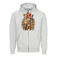 Dove Grey Giraffe with Floral Zipper Hoodie - Bettercallsaul