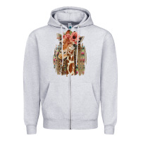 Heather Grey Giraffe with Floral Zipper Hoodie - Bettercallsaul