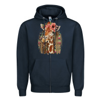 Navy Giraffe with Floral Zipper Hoodie - Bettercallsaul