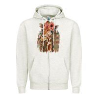 Oatmeal Heather Giraffe with Floral Zipper Hoodie - Bettercallsaul