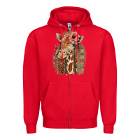 Red Giraffe with Floral Zipper Hoodie - Bettercallsaul