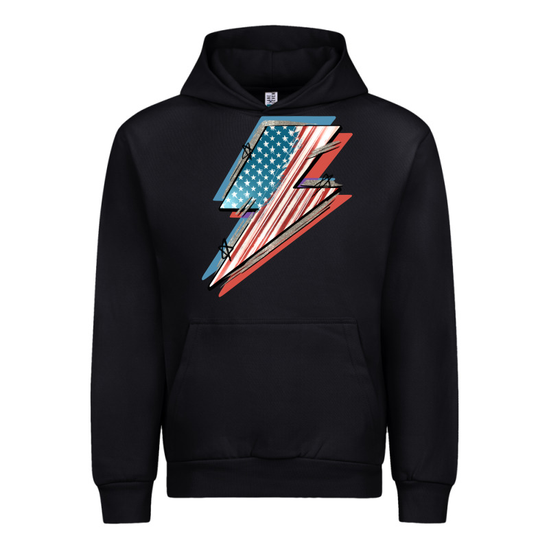 American Flag Lightning Bolt 4th Of July Urban Hoodie by FaDigitalArtStudio | Teevron
