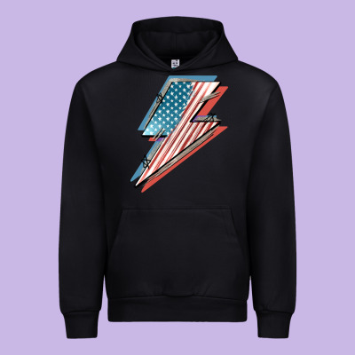American Flag Lightning Bolt 4th Of July Urban Hoodie Designed By Fadigitalartstudio