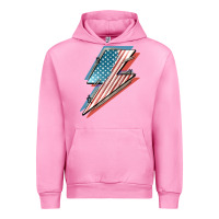 Fuchsia Pink American flag lightning bolt 4th of july Urban Hoodie - FaDigitalArtStudio