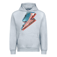 Heather Grey American flag lightning bolt 4th of july Urban Hoodie - FaDigitalArtStudio