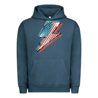 Pigment Midnight Navy American flag lightning bolt 4th of july Urban Hoodie - FaDigitalArtStudio