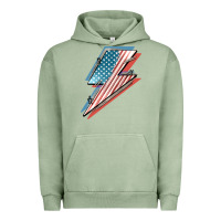 Pigment Oil Green American flag lightning bolt 4th of july Urban Hoodie - FaDigitalArtStudio