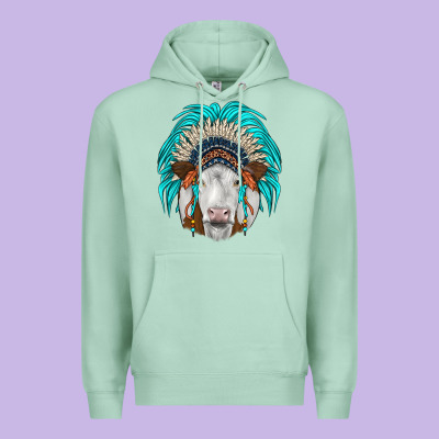 Simmental Indian Headdress Premium Hoodie Designed By Jahusdesignshop