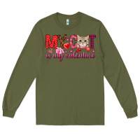 Army Green my cat is my valentine Long Sleeve Tee - NancyCooperArtShop