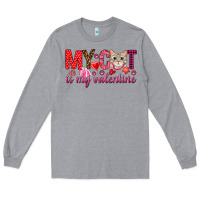 Heather Grey my cat is my valentine Long Sleeve Tee - NancyCooperArtShop