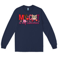 Navy my cat is my valentine Long Sleeve Tee - NancyCooperArtShop