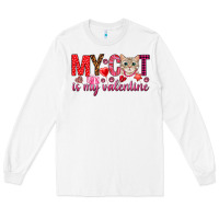 White my cat is my valentine Long Sleeve Tee - NancyCooperArtShop