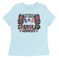 Baby Blue star spangled hammered Ladies Tee - CowhideDigitalArt