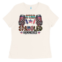 Bone star spangled hammered Ladies Tee - CowhideDigitalArt