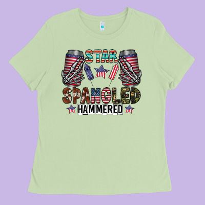 Star Spangled Hammered Ladies Tee Designed By Cowhidedigitalart