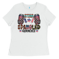 White star spangled hammered Ladies Tee - CowhideDigitalArt