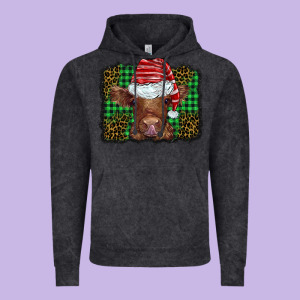 Christmas Leopard Buffalo Plaid Baby Highland Cow Vintage Hoodie Designed By Barkaloodesign
