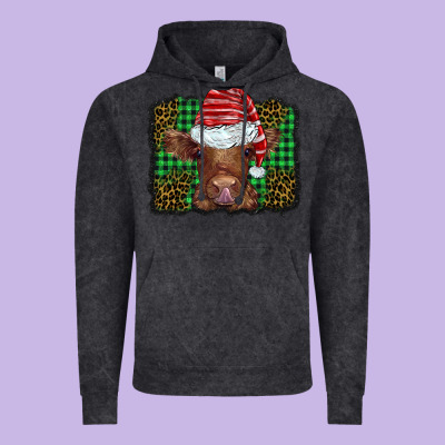 Christmas Leopard Buffalo Plaid Baby Highland Cow Vintage Hoodie Designed By Barkaloodesign