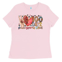 Bubblegum Pink peace love 100 days of school Ladies Tee - RacoonDesign