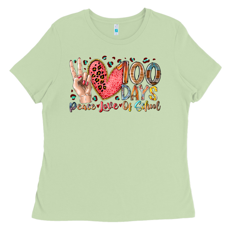 Peace Love 100 Days Of School Ladies Tee by RacoonDesign | Teevron