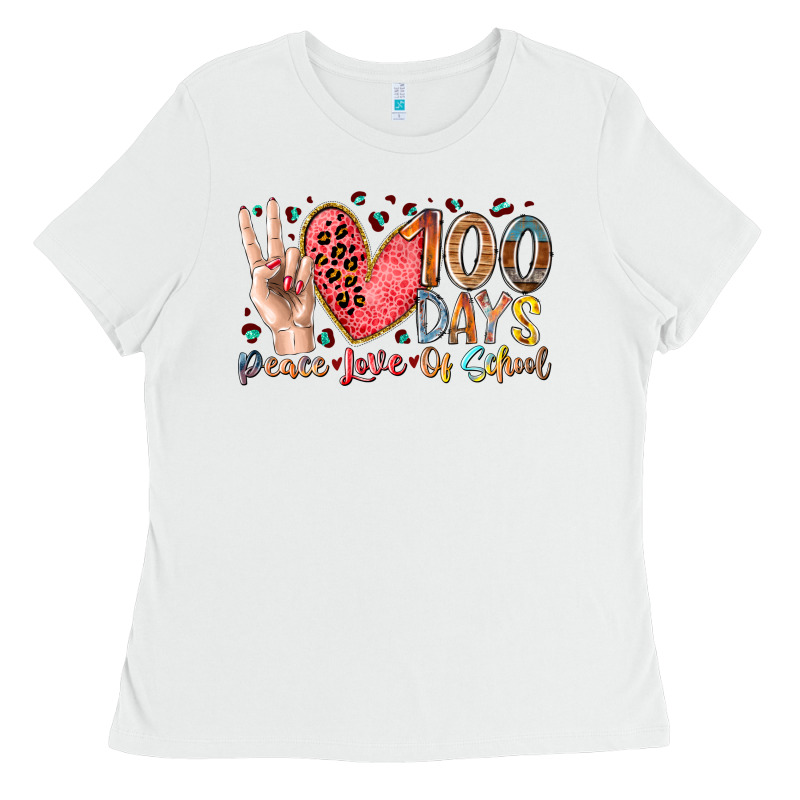 Peace Love 100 Days Of School Ladies Tee by RacoonDesign | Teevron