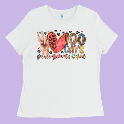 Peace Love 100 Days Of School Ladies Tee Designed By Racoondesign