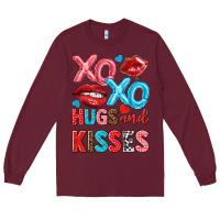 Burgundy xo xo hugs and kisses Long Sleeve Tee - NancyCooperArtShop
