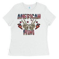White american mini Ladies Tee - CowhideDigitalArt