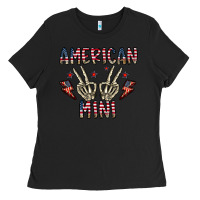 Black american mini Ladies Tee - CowhideDigitalArt