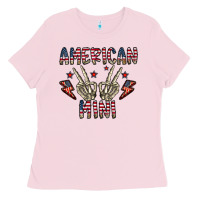 Bubblegum Pink american mini Ladies Tee - CowhideDigitalArt