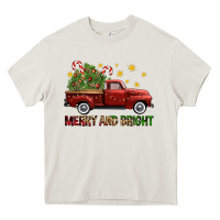 Cream Merry And Bright Christmas Trees Truck Heavy Core Tee - FaDigitalArtStudio