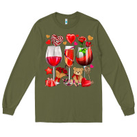 Army Green valentines day wine glasses Long Sleeve Tee - NancyCooperArtShop