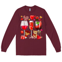 Valentines Day Wine Glasses Long Sleeve Tee | Teevron