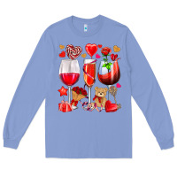 Colony Blue valentines day wine glasses Long Sleeve Tee - NancyCooperArtShop