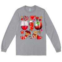 Heather Grey valentines day wine glasses Long Sleeve Tee - NancyCooperArtShop
