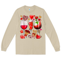 Mushroom valentines day wine glasses Long Sleeve Tee - NancyCooperArtShop