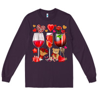 Plum valentines day wine glasses Long Sleeve Tee - NancyCooperArtShop