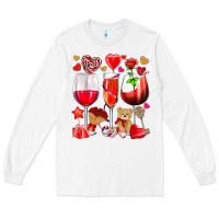 White valentines day wine glasses Long Sleeve Tee - NancyCooperArtShop