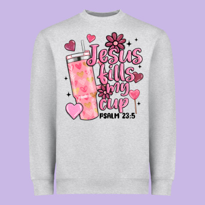 Valentine Jesus Fills My Cup Heavyweight Sweatshirt Designed By Maliassmallbusiness