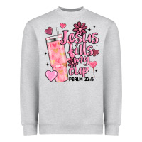Heather Grey valentine jesus fills my cup Heavyweight Sweatshirt - MaliasSmallBusiness