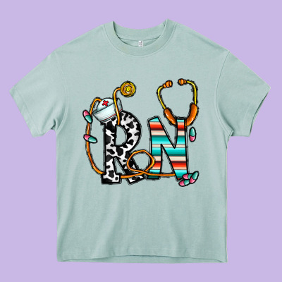 Rn Nurse Heavy Core Tee Designed By Cowhidedigitalart