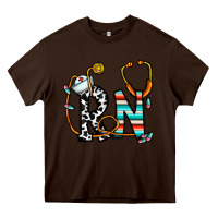 Chocolate Brown rn nurse Heavy Core Tee - CowhideDigitalArt