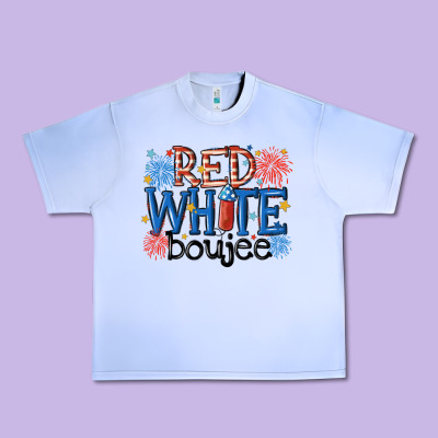Red White Boujee Urban Heavy Tee Designed By Maliassmallbusiness