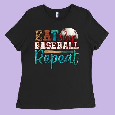 Eat Sleep Baseball Repeat Ladies Tee Designed By Hra Design Shop