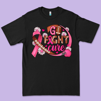 Breast Cancer Go Fight Cure Football Premium Tee Designed By Jahusdesignshop